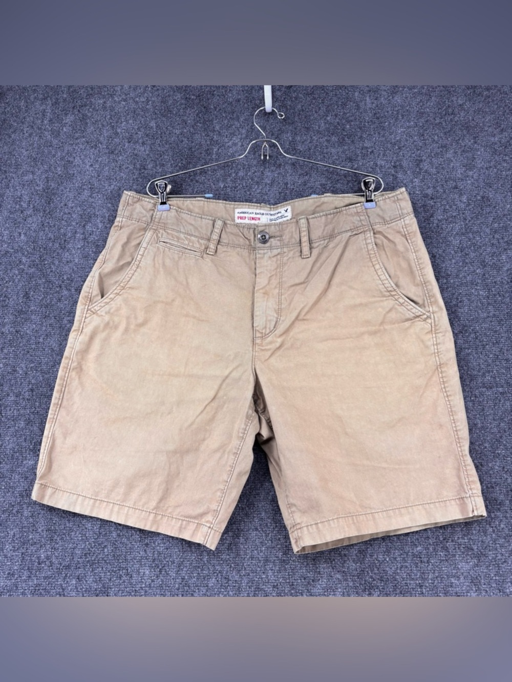 American Eagle Tan Prep Length Chino Shorts Men’s 38 9” Inseam Cotton Causal